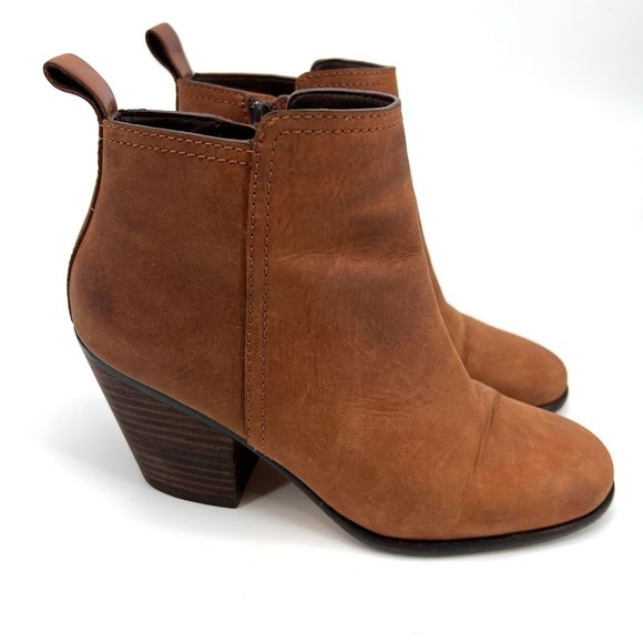 Cole Haan Grand OS Size 6 Chesney Leather Ankle Bootie Brown Heeled Boots Zip Up - Picture 5 of 10